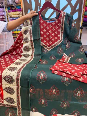 Joypuri Cotton Collection – Printed & Lace Work Dress